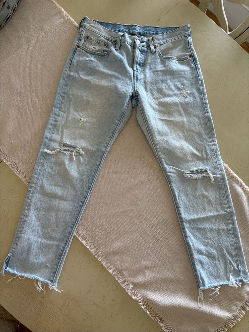 Levi's 501 T Tapered Light Blue Denim Jeans Women’s size 27W X 26L